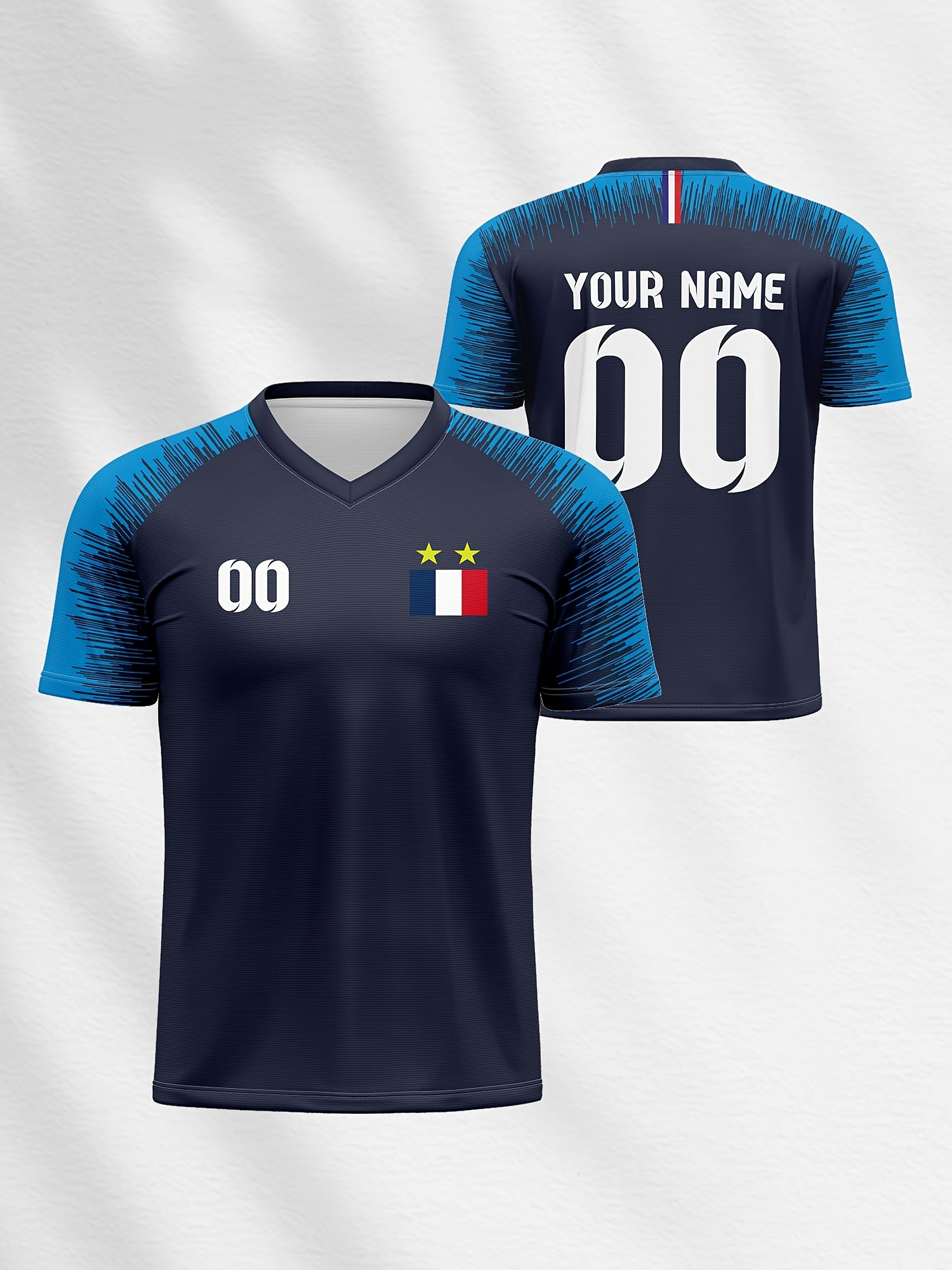 v neck soccer shirt european style from france customizable with name and number   for   and outdoor running