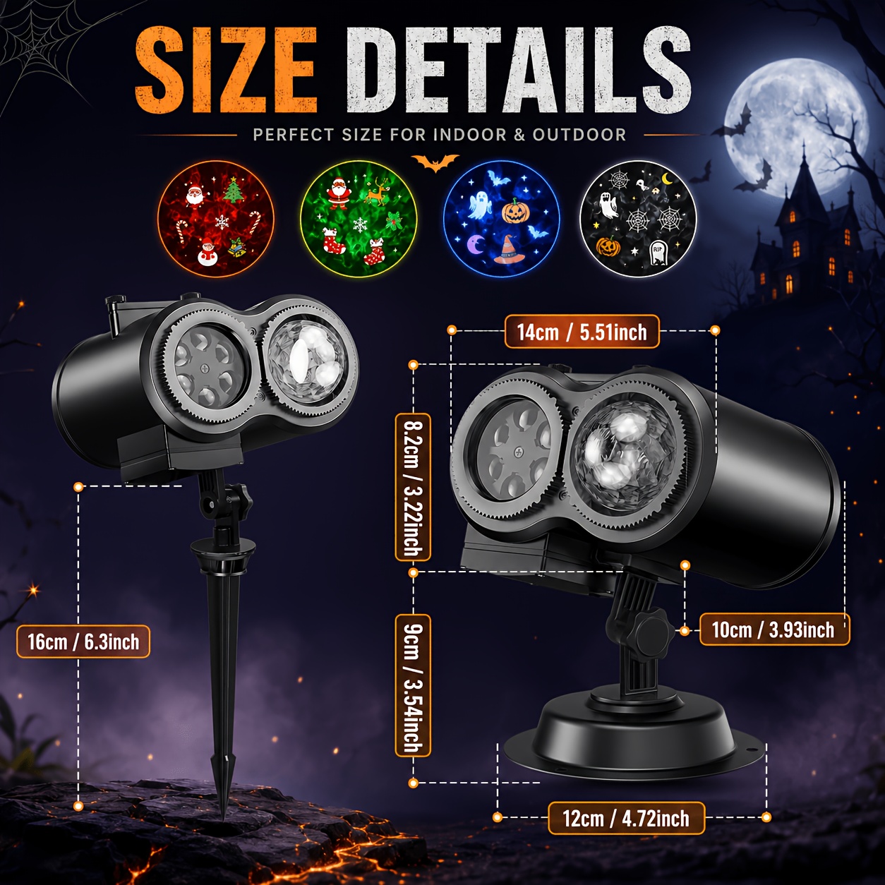 Image of Festival Projection Atmosphere Light With 12 Interchangeable Slides, Timer Function, Dimmable Brightness And Speed, 180-degree Swivel Plug-in, For Christmas Halloween Decorations And Gift
