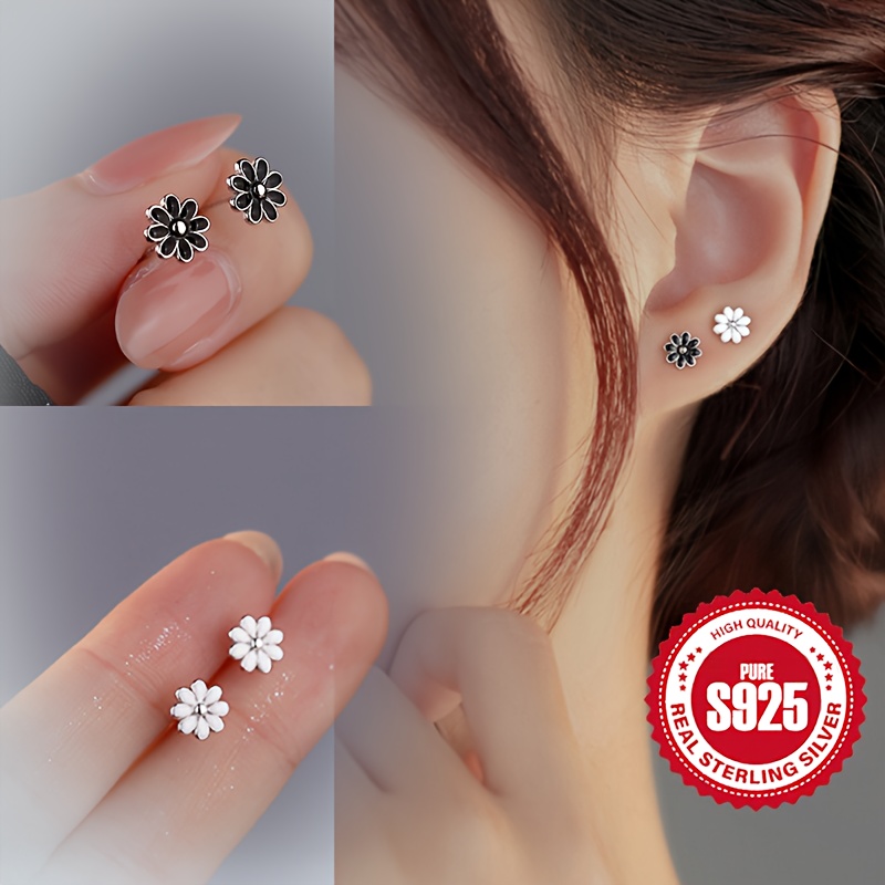 

Boucles d'Oreilles en Argent 925 Chrysanthème Faible Allergie 0.9g