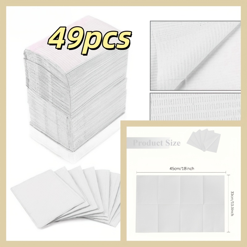 TEMU 49pcs Disposable White Tattoo Embroidery Tablecloth, Home Moisture-proof Drawer Mat, Reversible Use, 3-layer Thickened Cleaning Tool