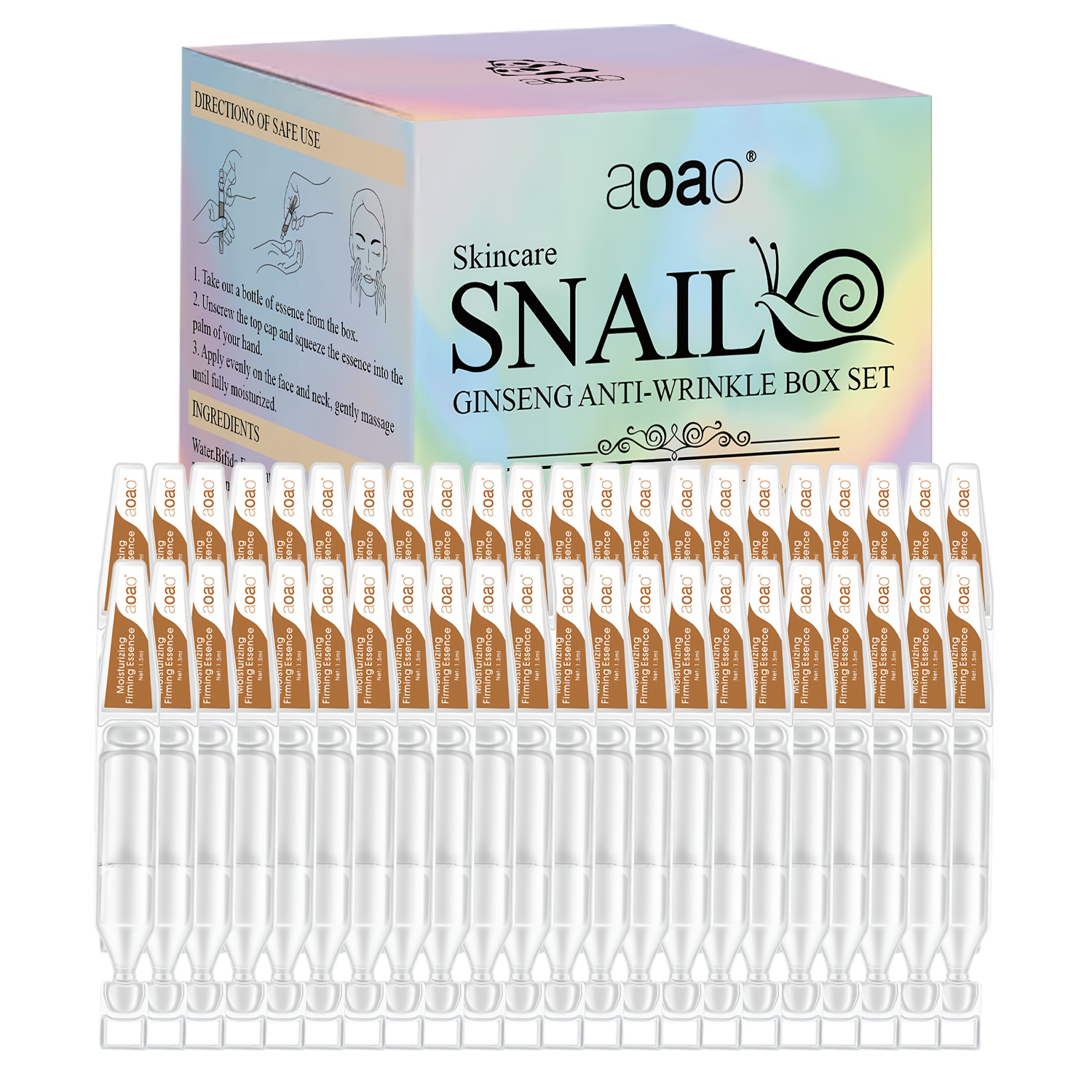 Image of 30pcs Snail Facial Serum With Collagen And Ginseng Nourishes Dry Skin Moisturizing Serum Skincare Make Skin Looking