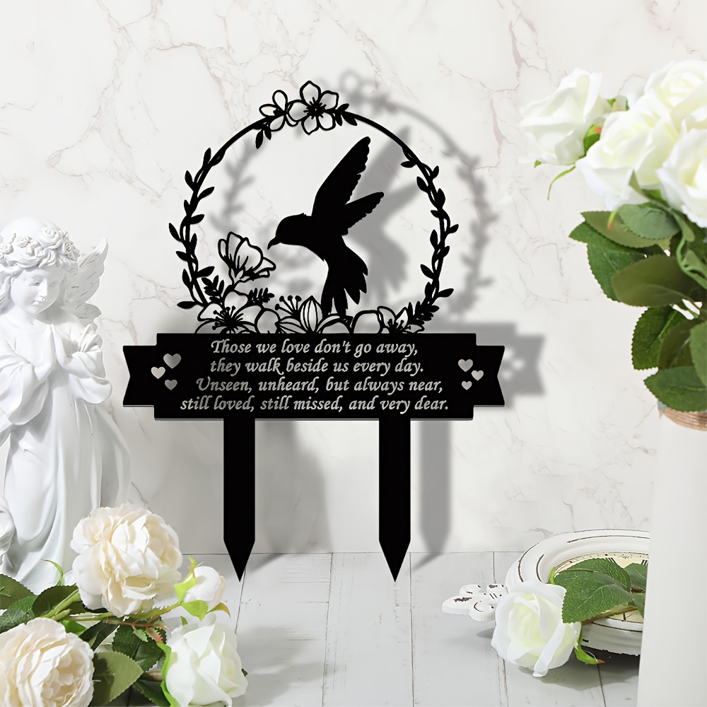 

1pc, Cemetery Decoration Memorial Plaque, Memorial Stakes Cemetery Decorations For Grave Hummingbird Grave Marker, Suitable For Outdoor, Garden, Cemetery Decoration