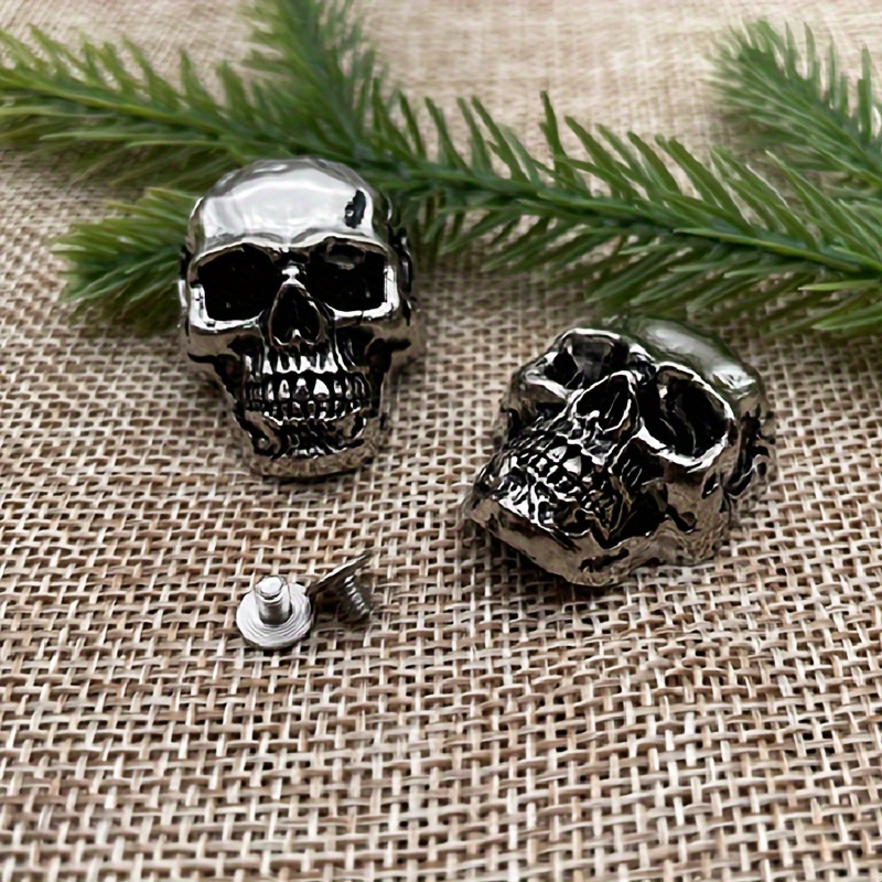 

2pcs Skull Head Shirt , Zinc Alloy Decorative Buttons For Diy Leather Crafts, Clothing And Accessory Embellishment