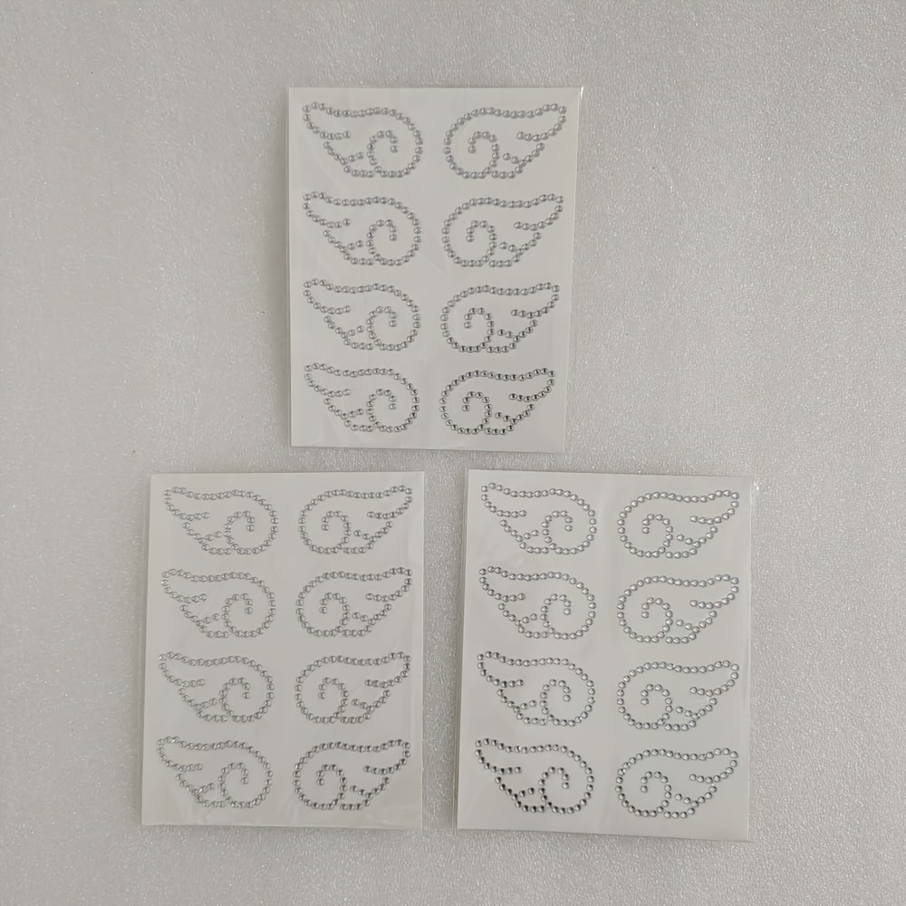 TEMU 3pcs Wings Fish Cakes Rhinestone Stickers For Diy Sparkly Scrapbooking Stickers Self Adhesive Phone Laptop Photocard Stickers