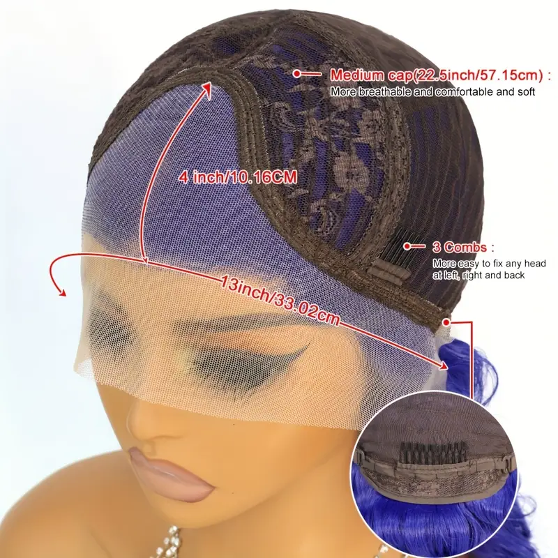 13x4 wave lace front wigs dark blue water wave wigs long curly hair glueless wig 180 density synthetic wigs middle part heat resistant synthetic lace front wigs for women daily party use 28 inch colored wig details 1