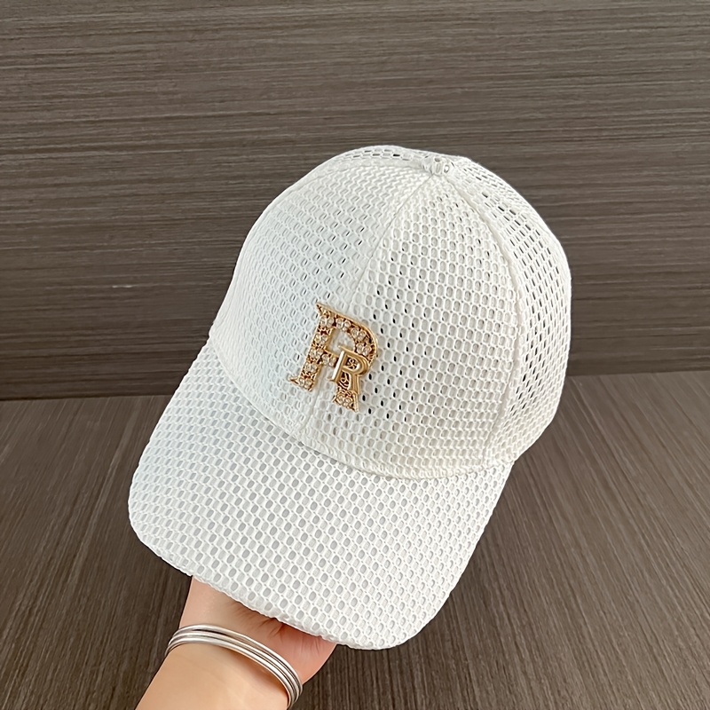 TEMU Casquette de baseball en style coréen avec lettre R pour homme et femme, casquette d'été fine à visière respirante pour l'extérieur et l'ombrage