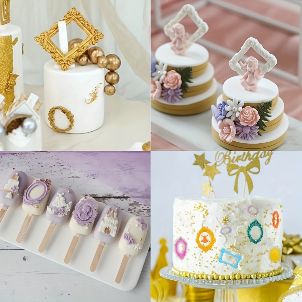 piece set vintage frame silicone molds cake decorating Temu