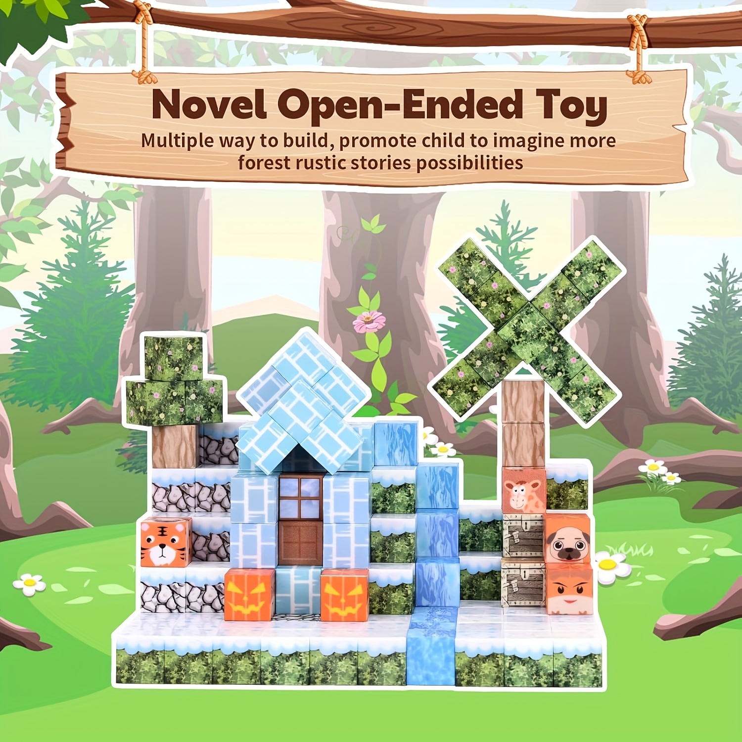 100pcs Magnetic Blocks, STEM Montessori Sensory Toys For Toddlers Kids, Construction Building Toy Christmas Birthday Gifts For Boys Girls Aged 3-5 6-8 8-12