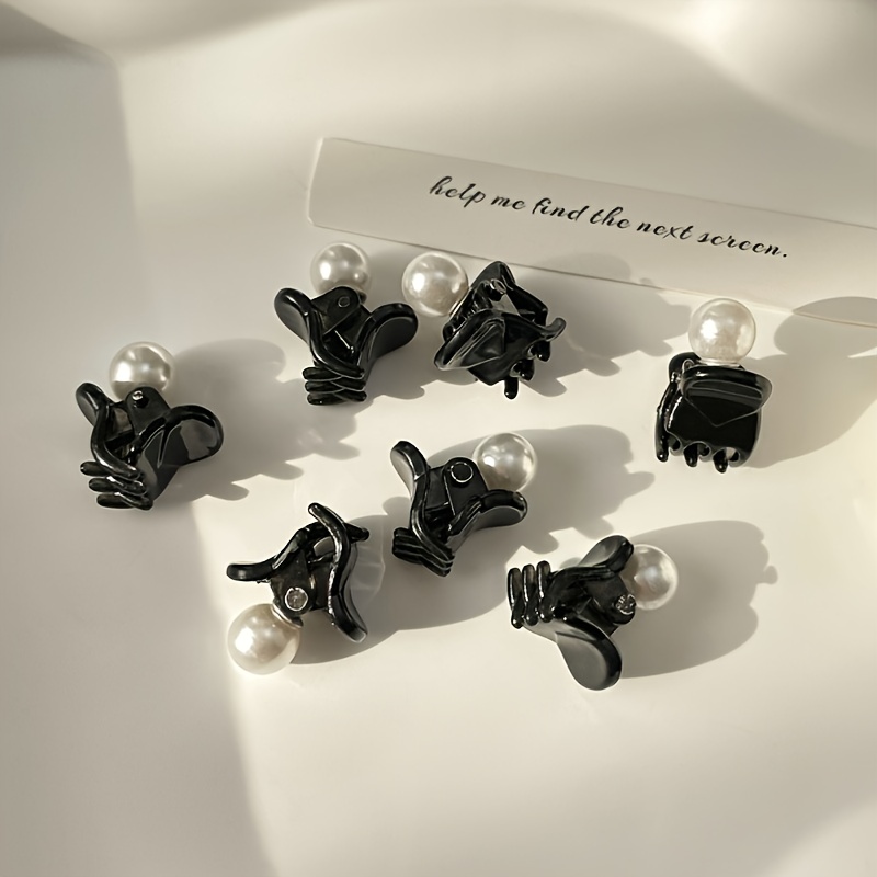 TEMU Mini pinces à cheveux élégantes pour femmes, 7 perles artificielles, accessoires de coiffure de princesse tendance pour femmes, petite taille