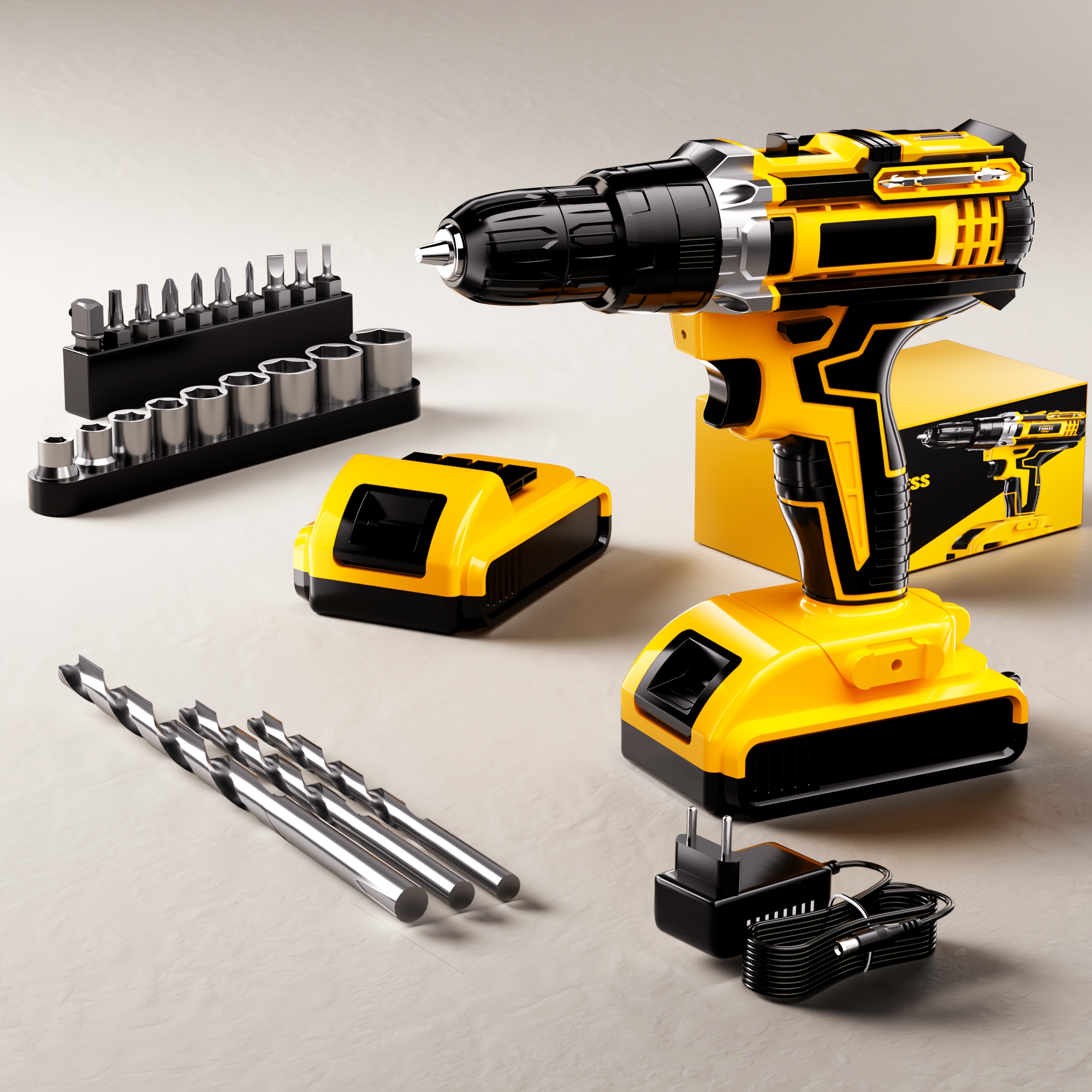 TEMU 21v Wireless Electric Impact Drill, 25+ Torque Electric Screwdriver, Optional Additions, With Led Work Light And Adjustable Gears, Including