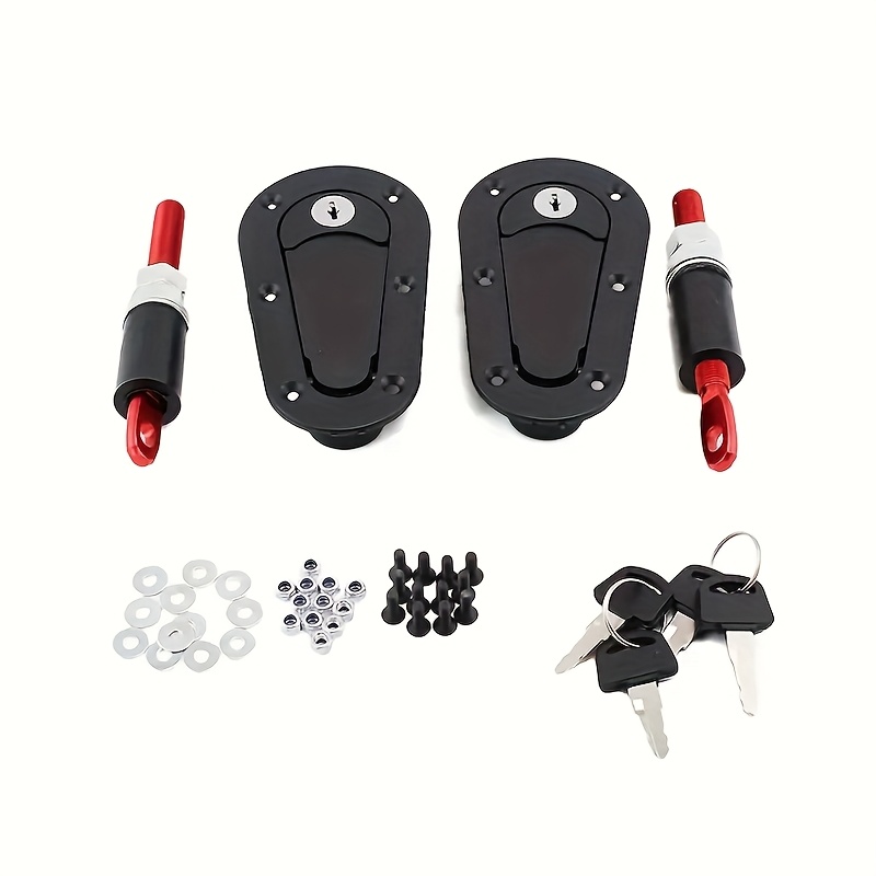 TEMU Jdm Car Engine Hood Lock, Carbon Fiber External Safety Accessories, Abs Material, Racing Decoration, Automotive Parts And Accessories, Suitable