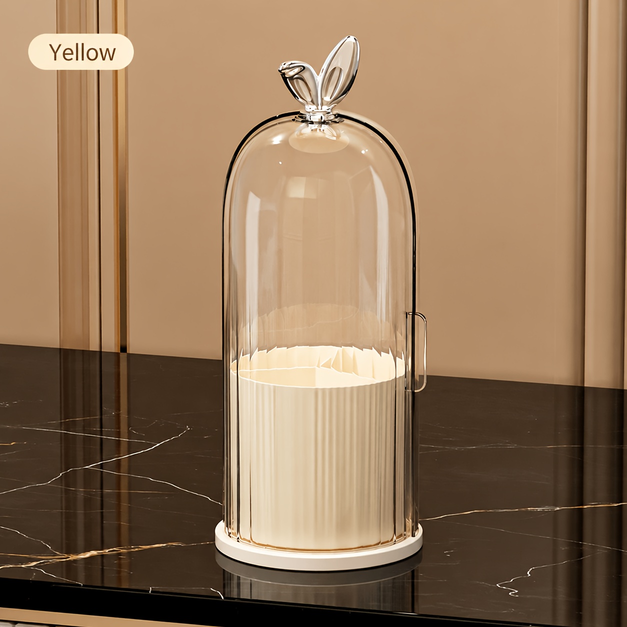 TEMU 360° Rotating Toothbrush Storage Box With Transparent Dustproof, And -proof Cover, Makeup Organizer Box With Compartments For Storing Brushes,