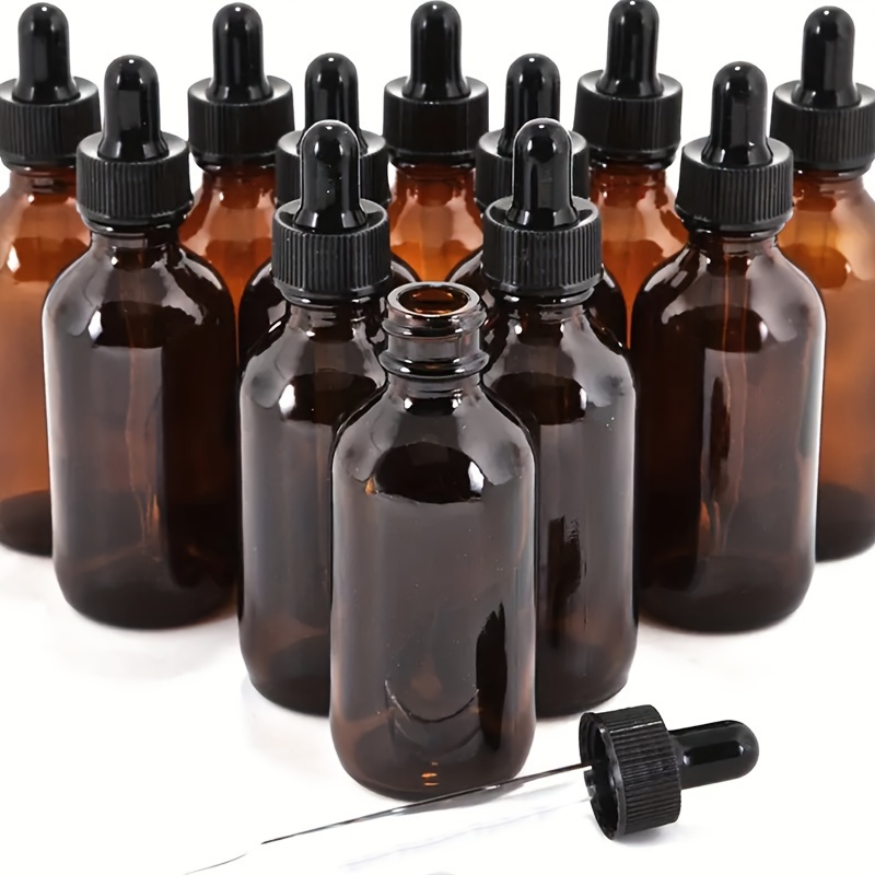 

10pcs 60ml Amber Glass Dropper Bottles, Boston Round Bottles With Droppers, Essential Oil Sample Cosmetic Perfume Travel Empty Container, Brown Glass Eye Dropper For Aromatherapy Storage