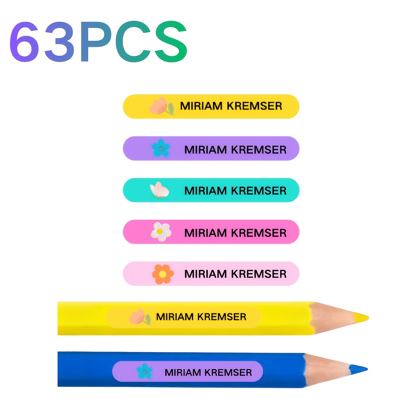 Image of Colorful Flower Name Stickers, Using Removable Adhesive - Ideal For School Supply Labels - Create Stylish Name Tags For Opening