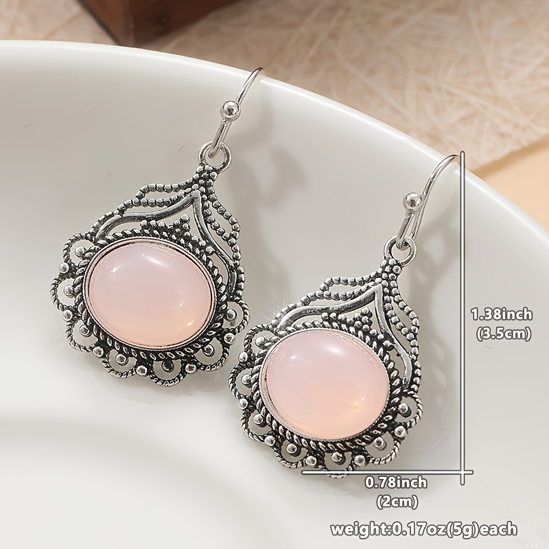 Vintage Artificial Moonstone Long Drop Dangle Earrings, Boho Elegant Style