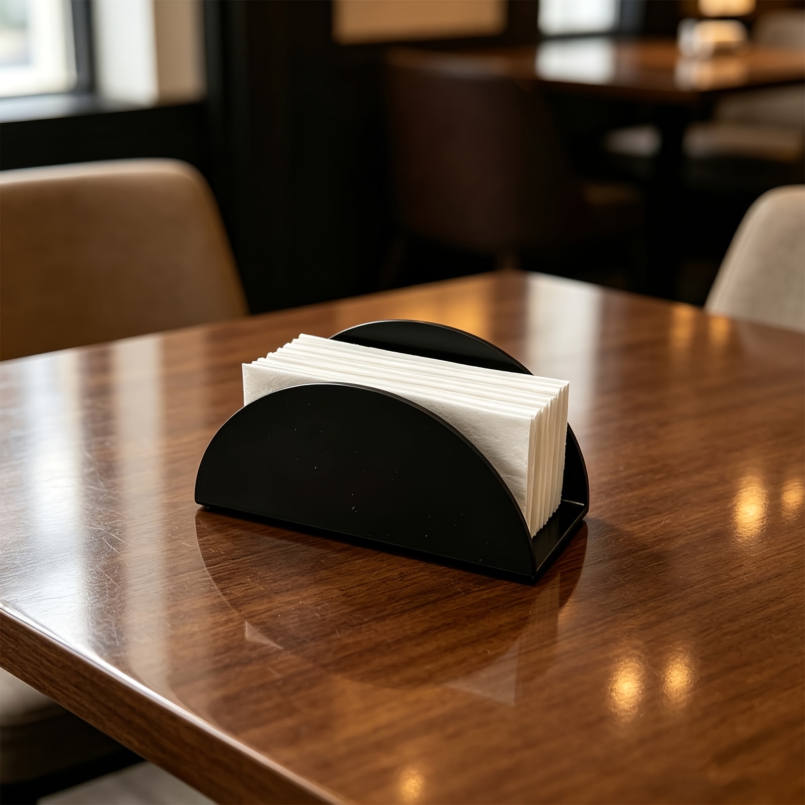 TEMU 1pc Transparent/white/black Acrylic Round Creative Napkin Holder, Vertical Napkin Organizer Suitable For Dining Tables, Restaurants, Kitchens,
