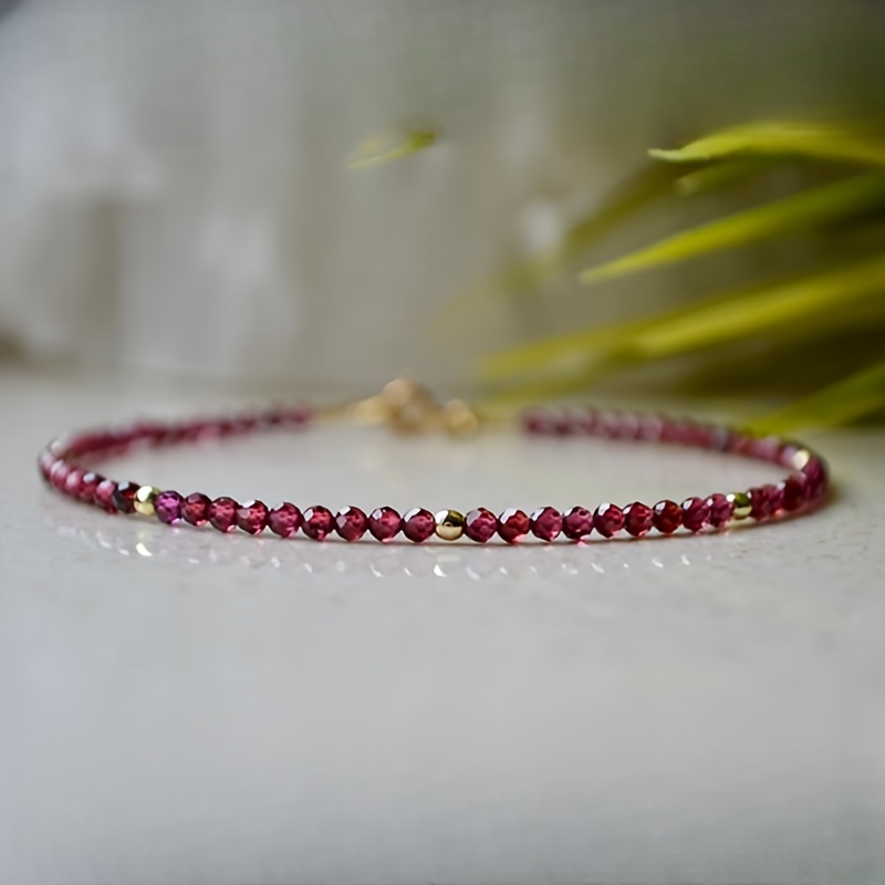 

Delicate Garnet Bracelet, Bracelet - Small Bead Bracelet January Birthstone - Gemstone Bracelet Garnet Jewelry