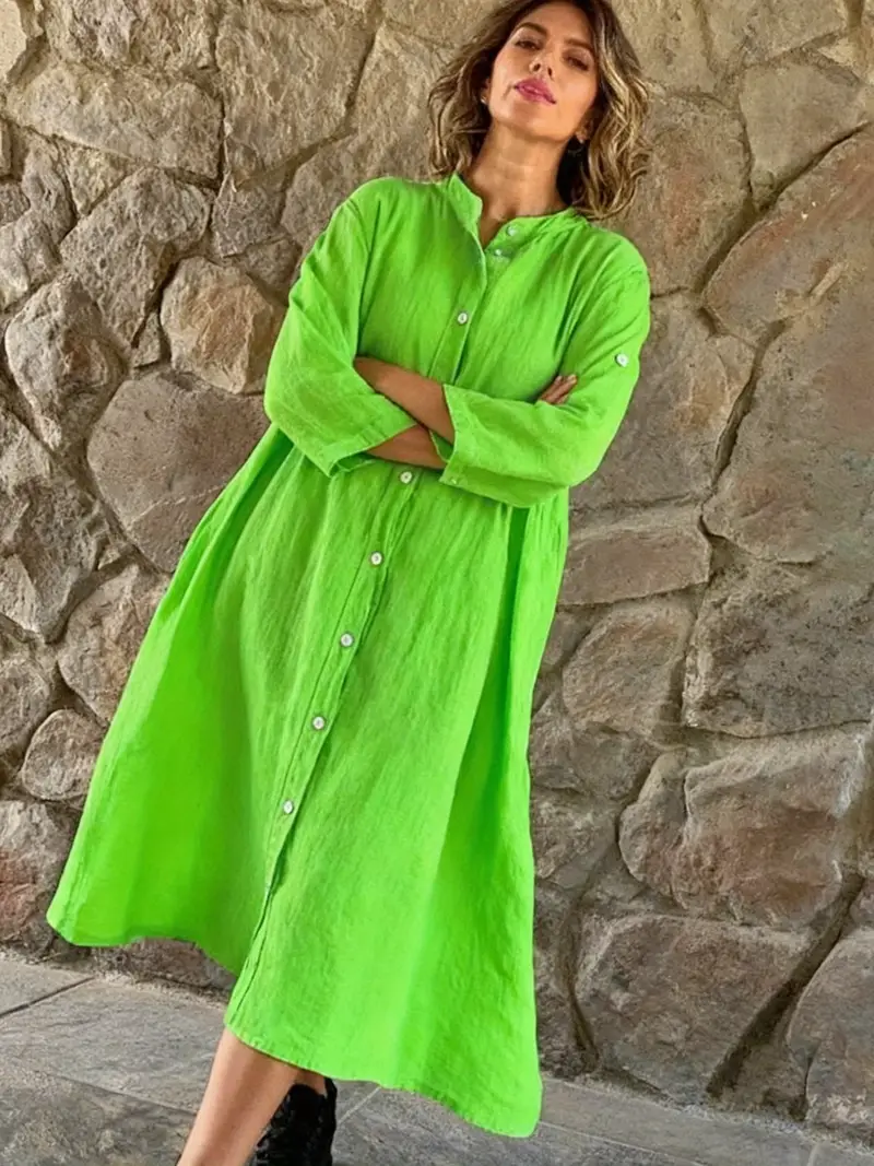 solid color shirt dress Hinvhai Women's Cotton Sleeveless Shirt Dress Collared Button Down Solid Color Casual Long Maxi Dress with Pockets Light Blue Xl(xl)