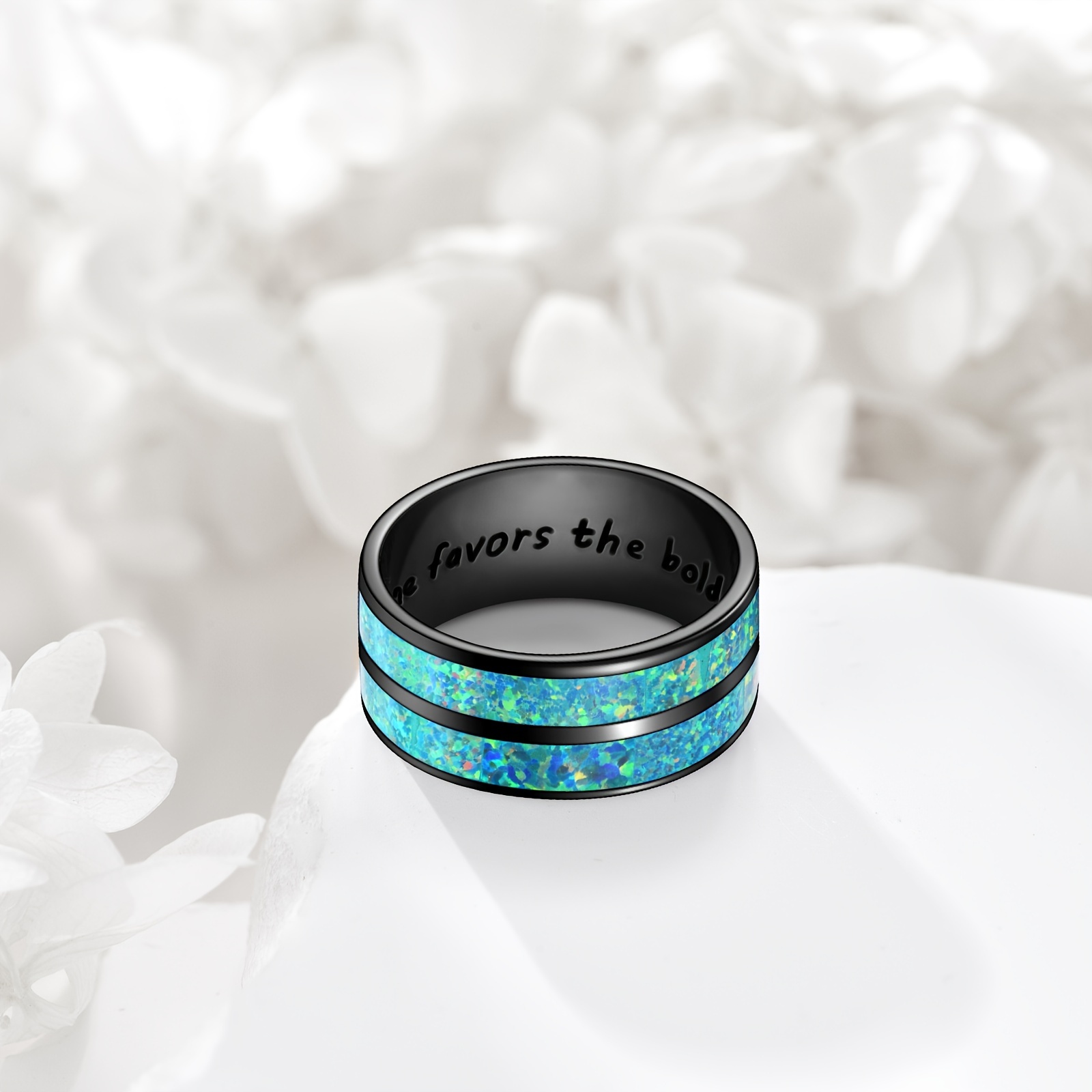 Men's 925 Pure Silvery Green Australian Treasure Ring