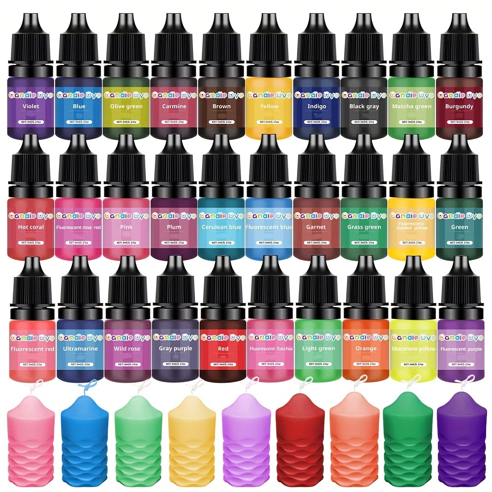 

30 Colors Candle Dye Set, 5ml Each - High-concentration Liquid Candle Colorant For Diy Candle Making, Aromatherapy Crafting - Non-toxic & Even Melting, Gift Set, Suitable For Paraffin & Soy Wax