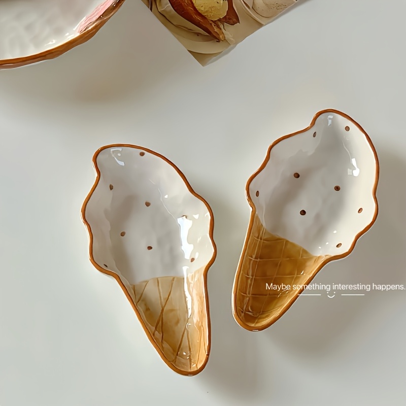 2pcs ice cream shaped plates cute seasoning plates ceramic snack dessert plates chopstick holders sushi soy sauce plates sauce plates suitable for appetizer plates   fathers day halloween christmas new year creative tableware Product details 4