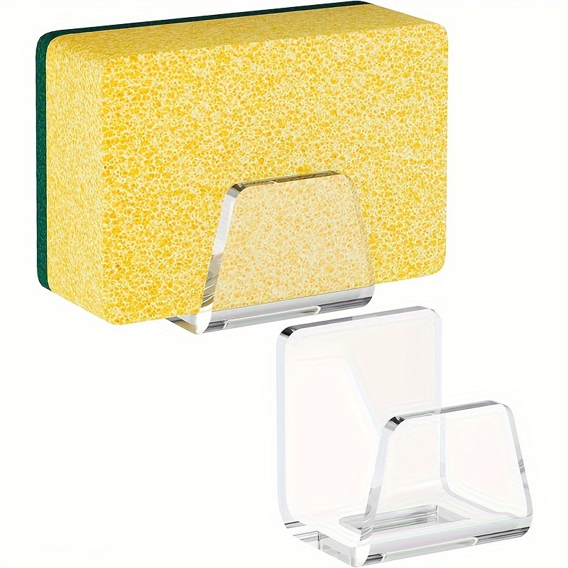 Acrylic Sponge Holder For Kitchen Sink - 2pcs, No-drill , Efficient Drainage, Versatile Storage, Space- Organizer For Sponges, Scrubbers & Cloth