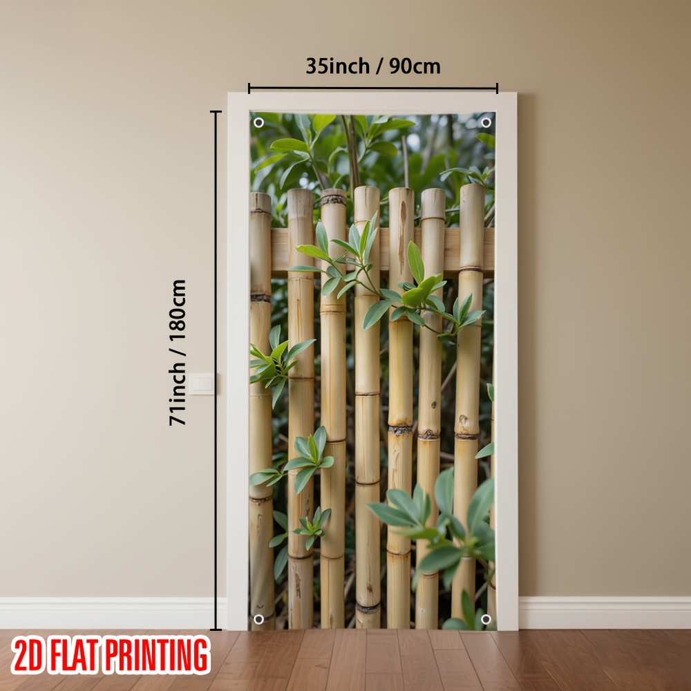 TEMU 1 pièce Rideau de Porte 2D Imprimé Arbre avec Herbe en Tissu Polyester Polyvalent, Décoration pour Fêtes et Événements Électricité