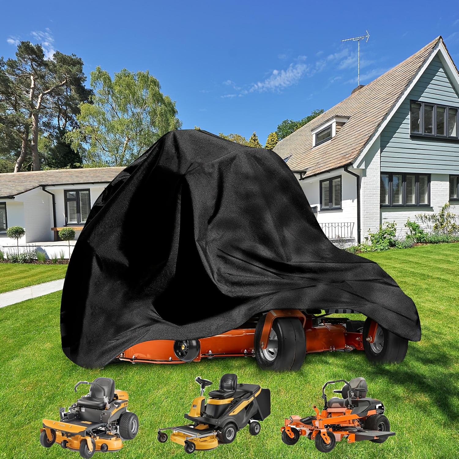 TEMU 1pc Zero-turn Riding Lawn Mower Cover With Adjustable Drawstring Closure, For Garden Tractors & Lawn Equipment