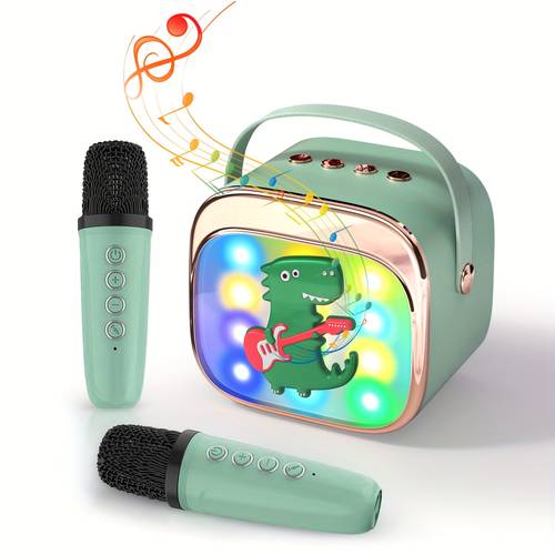 for mini karaoke machine with led lights portable wireless speaker 5 2 surround sound usb c charging lithium battery multiple mode settings for singing games ideal for home parties birthdays holiday gifts for kids over 3 years old karaoke machine