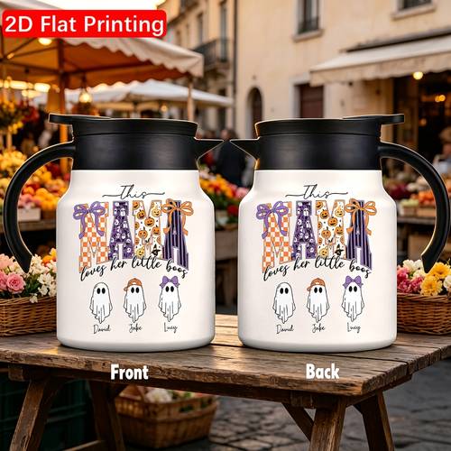 1pc 34oz stainless steel insulated outdoors camping tea pots 2d flat printing with ghost pattern leak proof premium gift