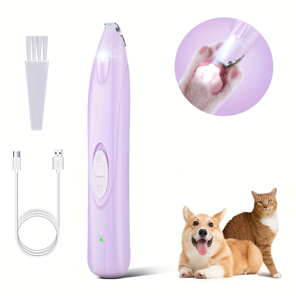Image of Dog Paw Trimmer For Grooming, Cordless Electric Dog Clippers With Led Light, Rechargeable Small Pet Shaver For Trimming Cat's Hair Around Eyes, Faces, Ears, Paws