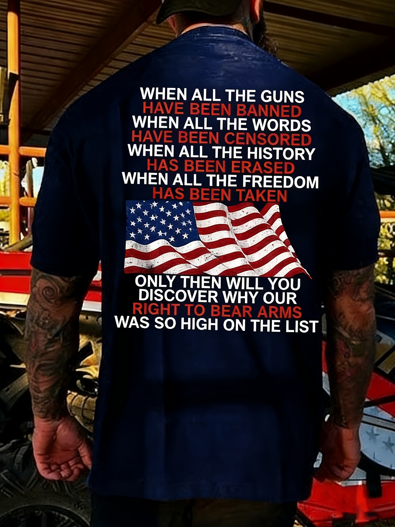 Plus-size Men's Casual T-shirt, American Patriotic Flag Print, Short-sleeved, Round-neck Top, Comfortable for All Seasons, Machine Washable, Urban Style, Durable Material, Youthful Style, PLUS SIZE