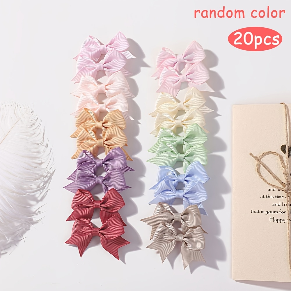TEMU 20-pack Fresh 's Hair Additions, Bow Hair Clips, Cute Side Clips, Suitable For School And Daily Use, Random Colors