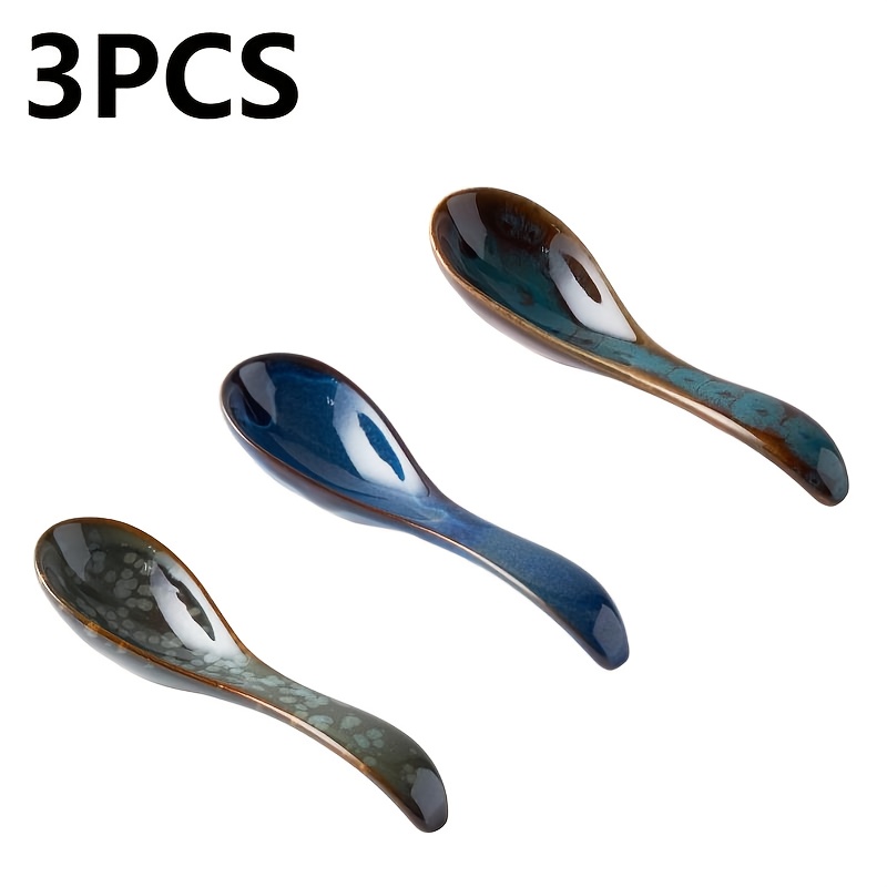 Japanese Hand-painted Ceramic Spoon, Coffee Stirring/soup Drinking/seasoning, Kitchen Practical Item, Practical And Aesthetic
