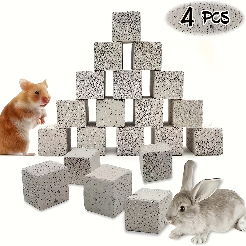 4pcs Rabbit Lava Brick Rabbit Grinding Stone Small Animal Mineral Stone Chew Toy Suitable For Hamsters, Gerbils And Parrots