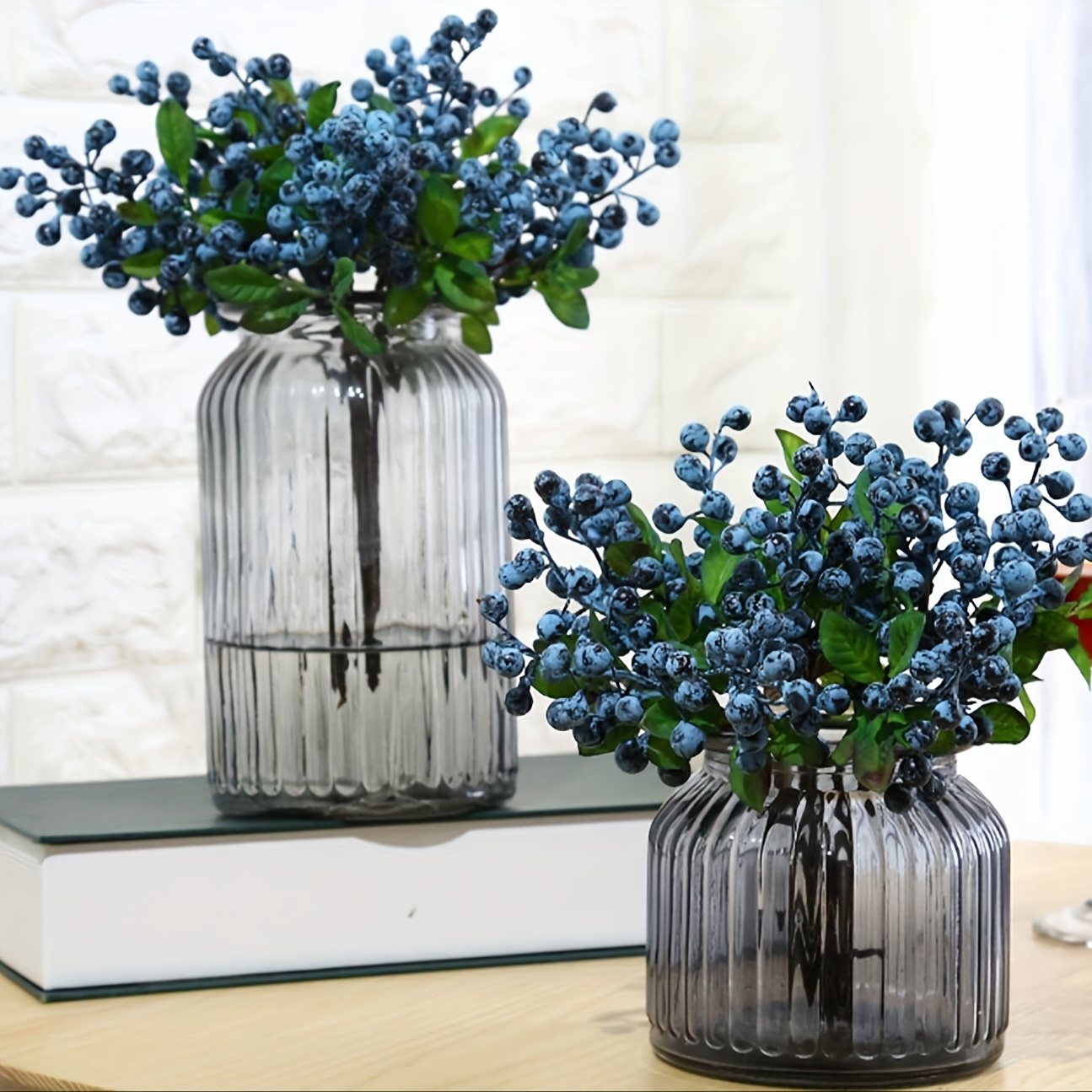 

10pcs Of Artificial Flowers California Blueberry Artificial Flower Used For Decorating Blueberry Fruit Fruit Artificial Silk Flowers Home Decoration Party Wedding Blue