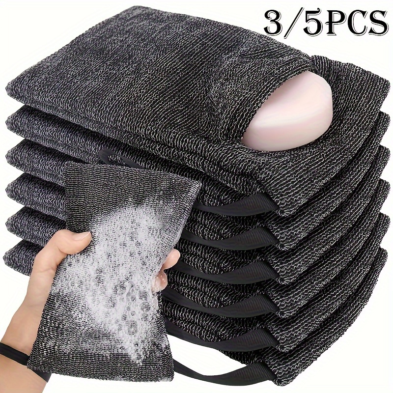 

3/5pcs Nylon Soap Mesh Bags Double-layer Thickened Soap Bag Hangable Shower Gel Pouch Foaming Scrubbers Cleaning Tools