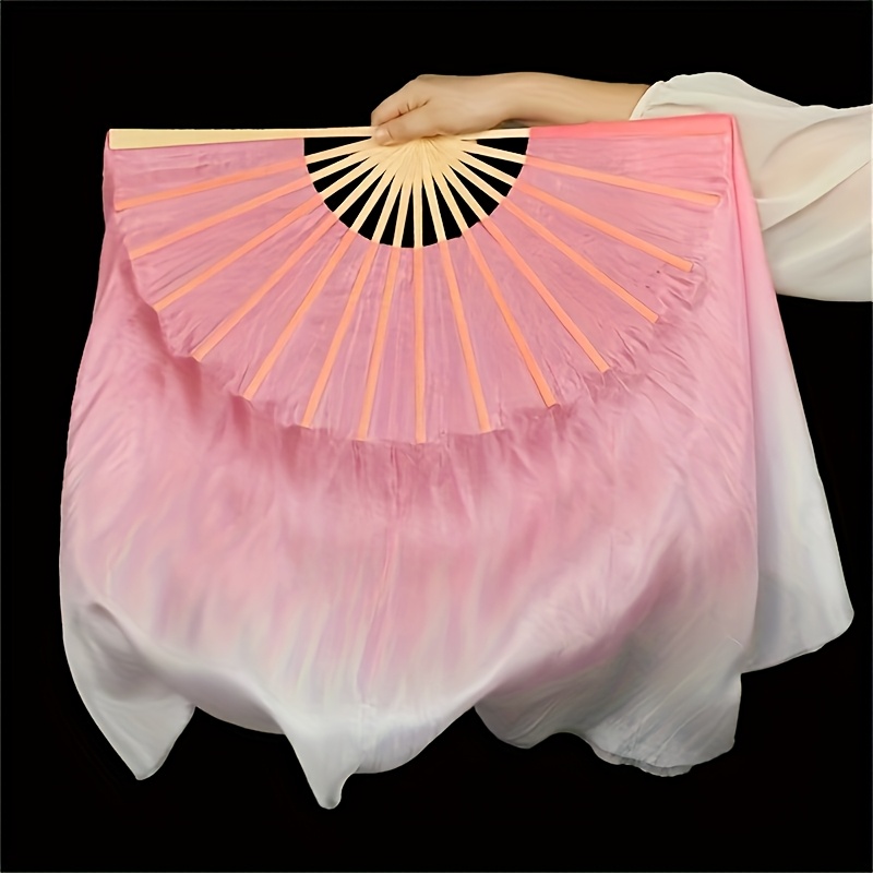 Elegant for Lotus Pink Gradient Folding Dance Fan - Double-Sided Silk, Perfect for Performances, Parties & Home Decor details 3