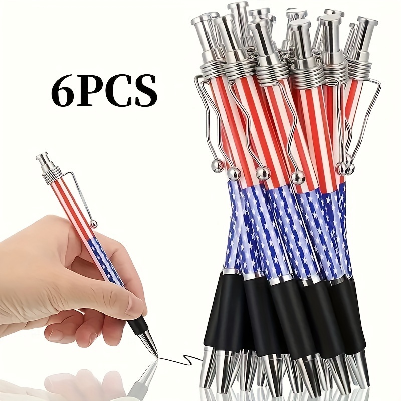 

6pcs Patriotic American Flag Ballpoint Pens, 1.0mm , Retractable Gel Pens For , & Signing - Ideal For Home, School, Office Supplies & Party Decor