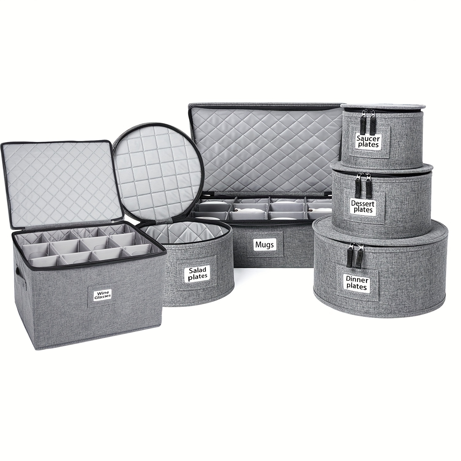 stackable hard shell storage containers with felt dividers for plates glasses mugs lightweight organized moving boxes for home kitchen essentials kitchen organization sleek storage box durable storage box dishware storage