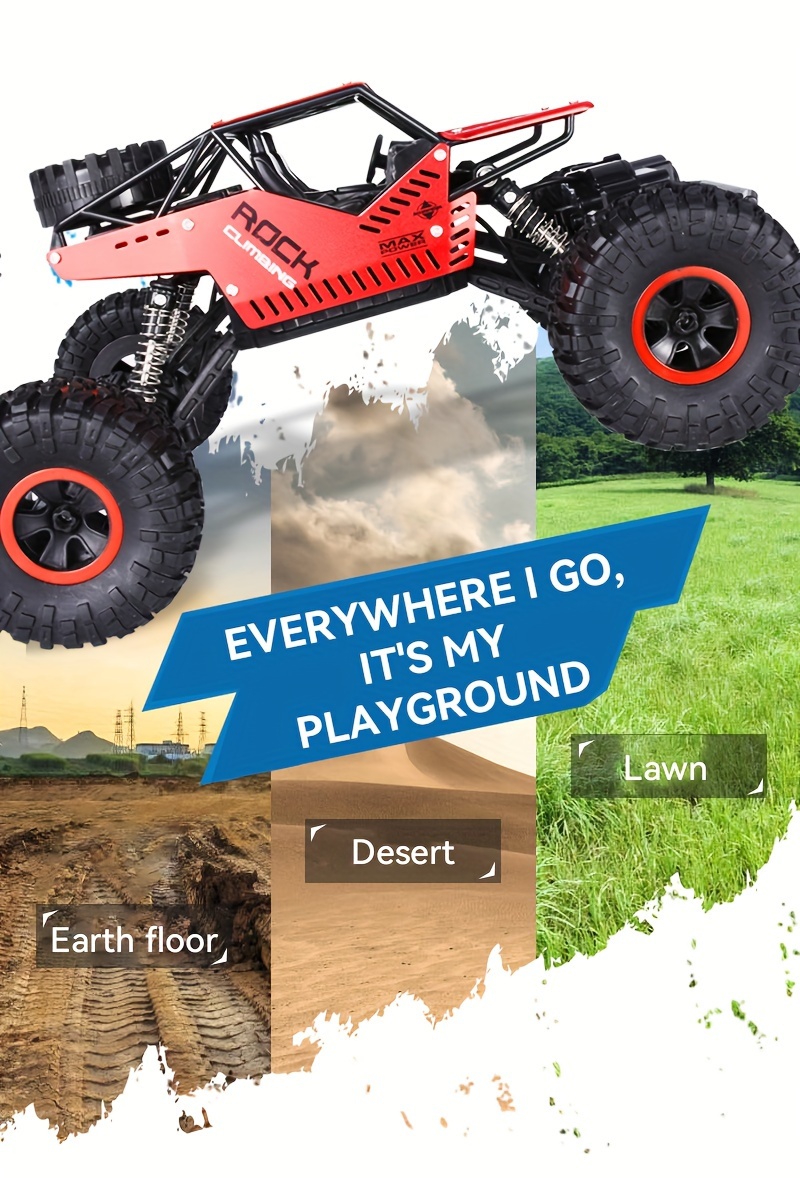 2.4Ghz 4WD RC Cars, Remote Control Off Road Monster Truck, Metal Shell Car 2.4Ghz 4WD Dual Motors, All Terrain Hobby Truck With 120 Min Play Boy Adult Kids Gifts Toys For Halloween Christmas