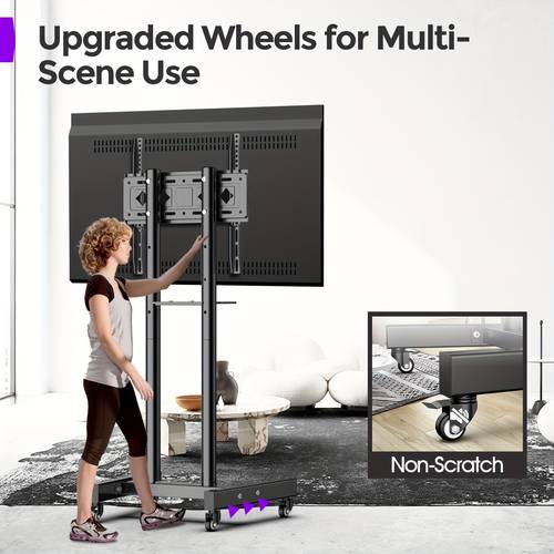 adjustable rolling tv stand for 32 55 screens with locking wheels to 66lbs ideal for bedroom living room office vesa 400x400mm compatible led lcd flat curved panel height adjustable