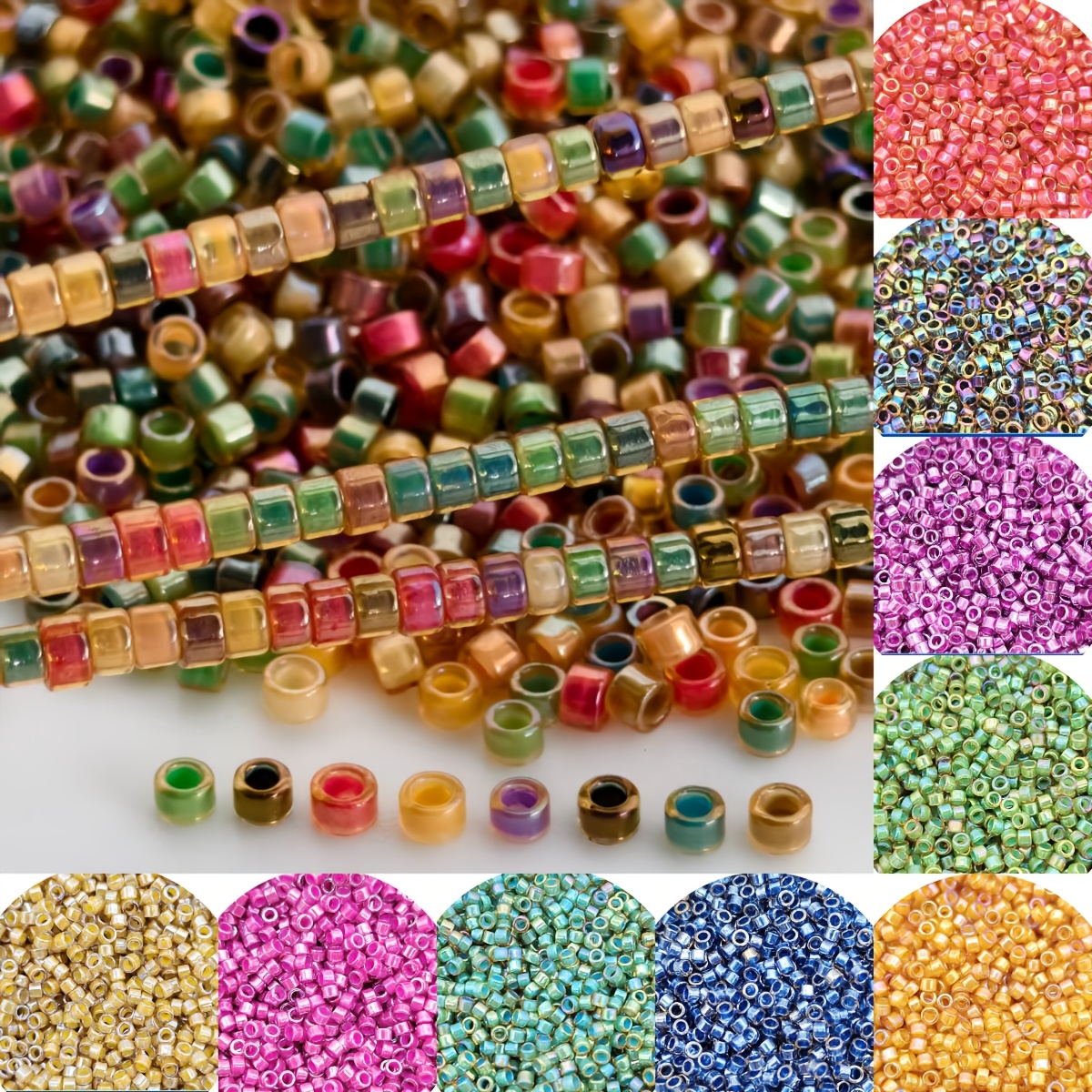 TEMU 1994 pz 10 Colori, Perline di Vetro Semi Premium ,5 mm Qualit�, Adatte per Artigianato Fai da Te, Accessori per Tessitura, in Stile Francese,