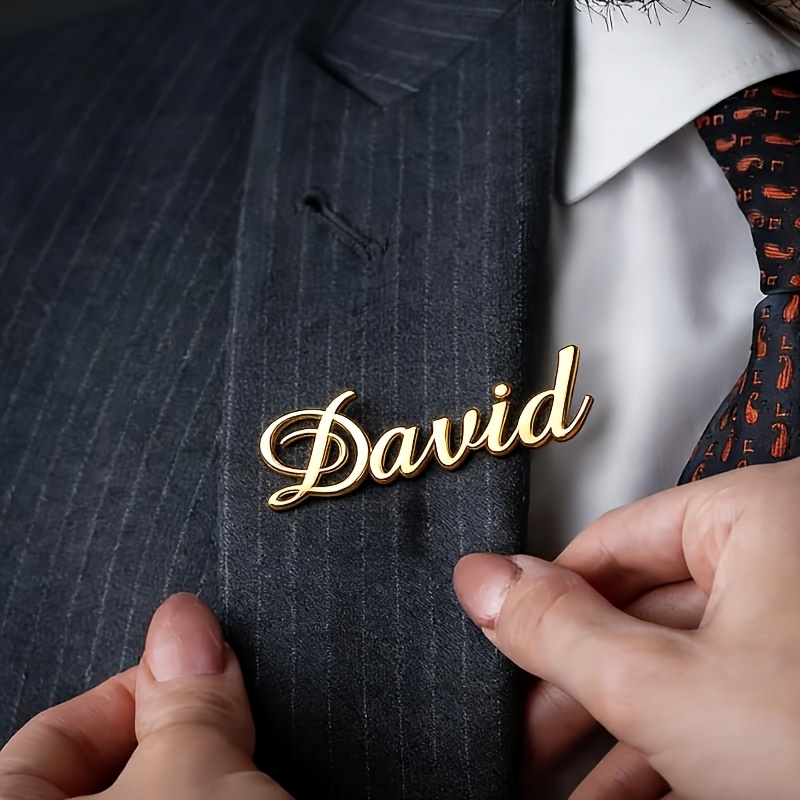 TEMU Broche Pin Personnalisée avec Nom - Design Élégant et Fluide, pour , Anniversaires, Saint-Valentin et Dîners - En Acier Inoxydable 304,