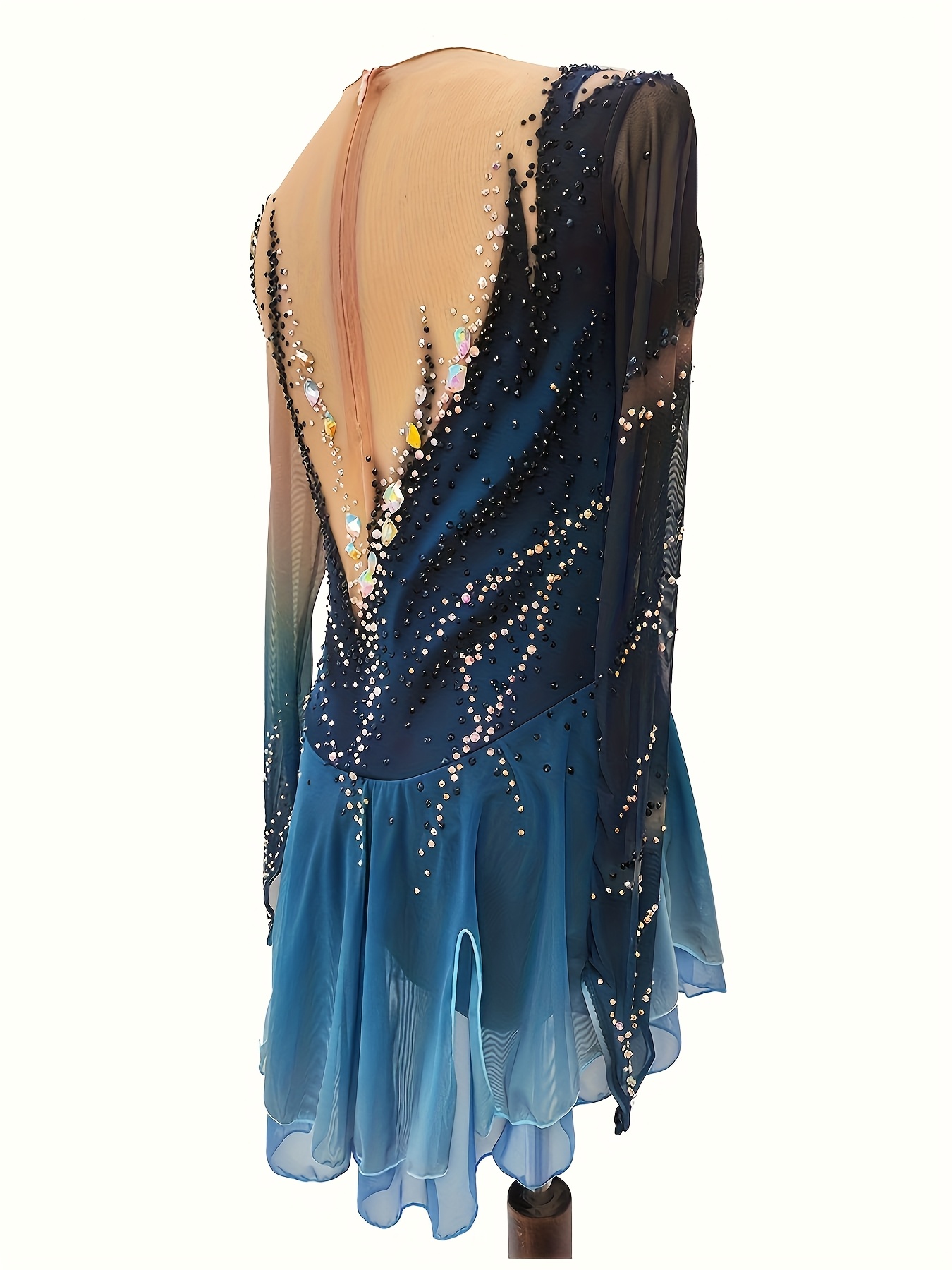 flowy figure skating dresses OPHELIA black ombre draped Figure Skating Dress