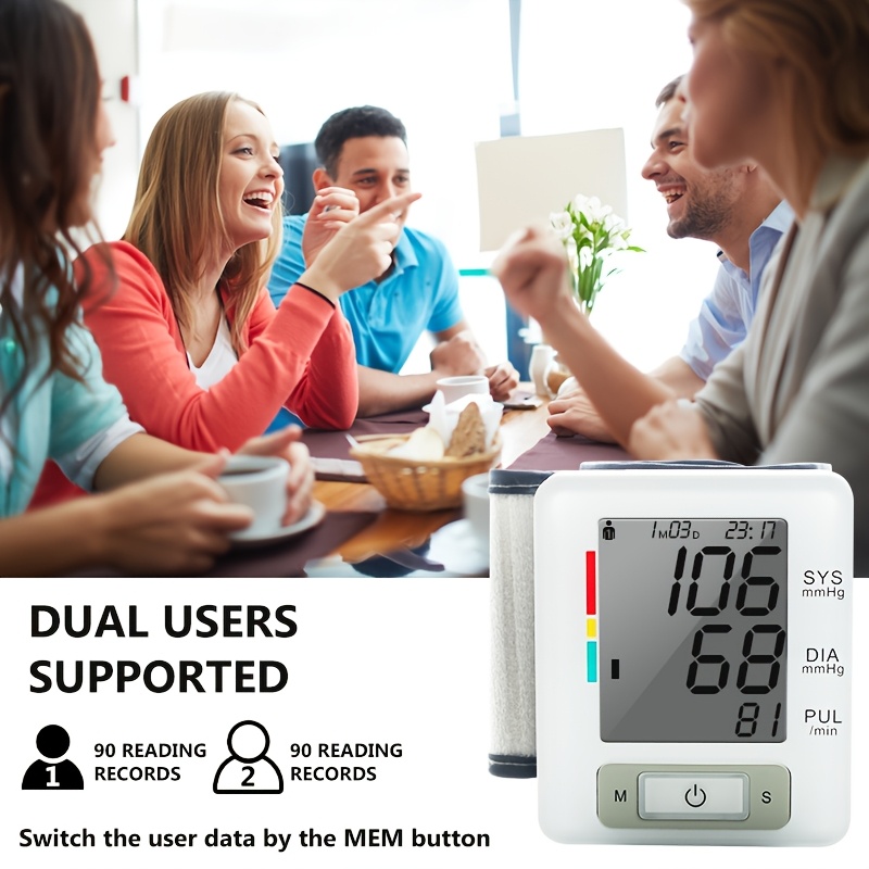   wrist   with large lcd display portable wrist   adjustable cuff   detection and irregular heartbeat alert blood pressure measurement battery operated batteries not included Product details 4