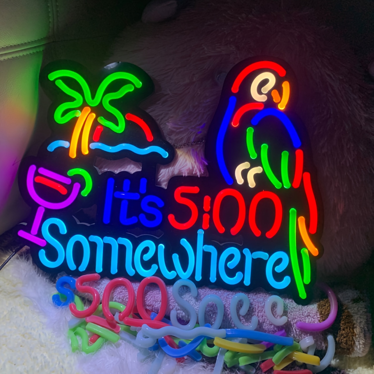 TEMU 5:00 Neon Light Sign For Wall Decor Home For Man Cave Led Room Game Lights Windows Signs Party Birthday Bedroom Bedside Decoration Gifts Easter