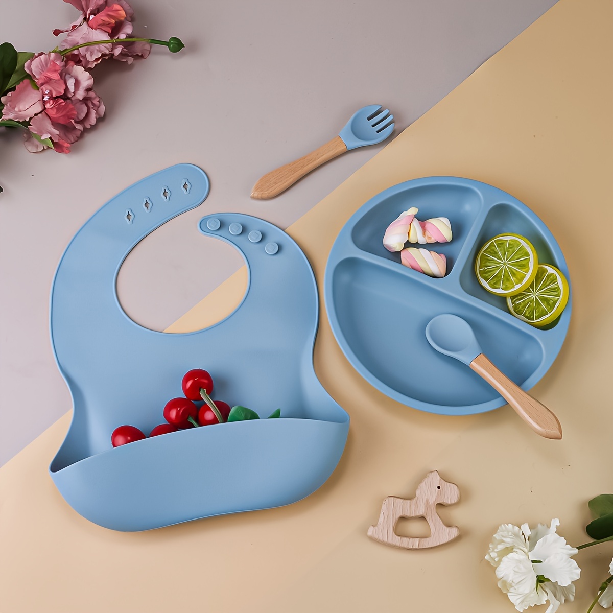 tyry hu customized silicone weaning set cartoon weaning set for toddler baby kids feeding set with name bpa free baby plate baby shower gift christmas day thanksgiving gift back to   details 6