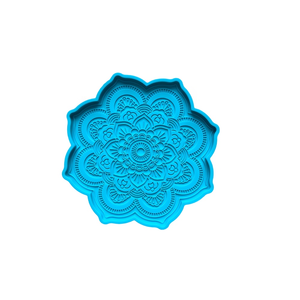 TEMU Molde de silicona de 1 pieza con flor de mandala mini - Octogonal, adecuado para posavasos de resina epoxi DIY, fabricación y moldes de cera, no