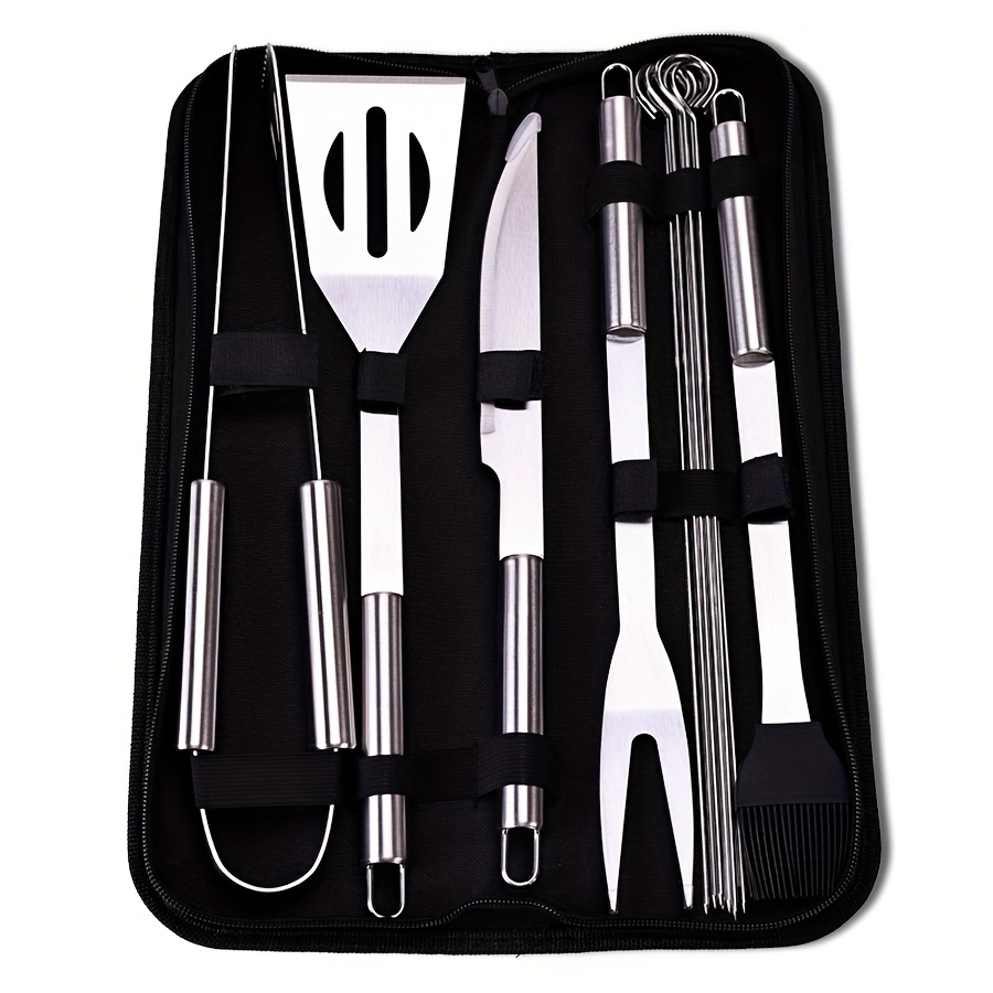 

15pcs Grill Set Outdoor 15-piece Stainless Steel Barbecue Set Bbq Combination Cloth Bag Barbecue Tool